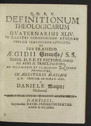 Definitionum Theologicarum Quaternarius XLIV.