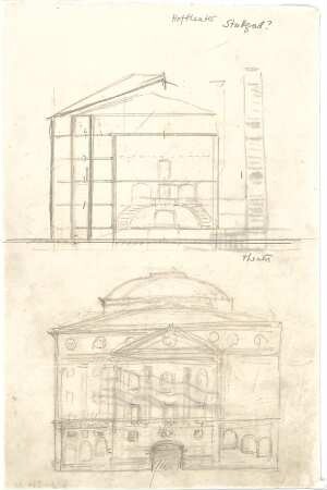 Hildebrand, Adolf von; Stuttgart; Theaterbau - Ansicht, Schnitt