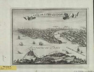 Ansicht von Konstantinopel/Kostantiniyye/Istanbul, Kupferstich, 1702 : Veue de Constantinople / [De Fer]. - [Paris] : [Chez l'Auteur] , [1702]. - 1 Kunstbl. : Kupferstich ; 27 x 20 cm