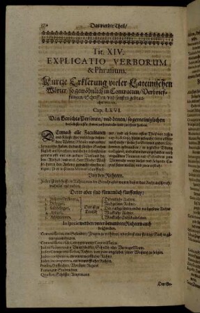 Tit. XIV. Explicatio Verborum & Phrasium. Kurtze Erklerung vieler Lateinischen Wörter [...]