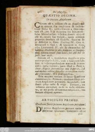 Quaestio Decima. De peccato Angelorum.