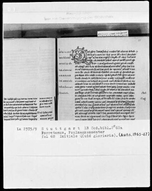 Gilbertus Porretanus, Commentarius in Psalmos 1-75 — Initiale Q(uid gloriaris), Folio 68recto