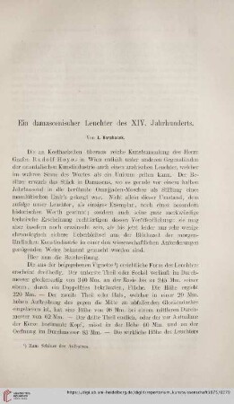 1: Ein damascenischer Leuchter des XIV. Jahrhunderts
