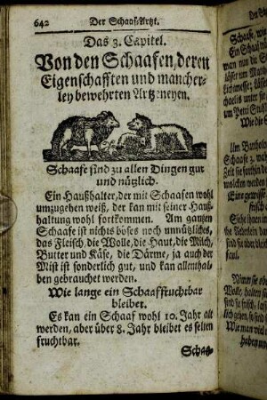 Das 3. Capitel. Von den Schaafen, [...].