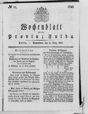 Nr. 11, Ausgabe vom 14. März 1840