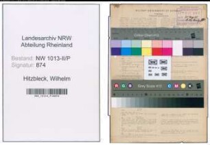 Entnazifizierung Wilhelm Hitzbleck , geb. 05.06.1895 (Polizeiangestellter)