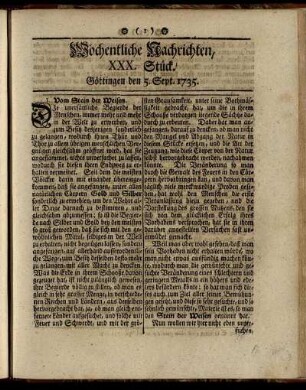 XXX. - XXXIII. Stück, Göttingen, Sept. 1735.