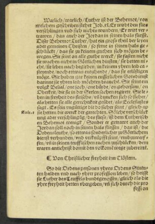 Von Christlicher freyheit inn Clöstern.
