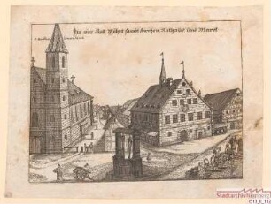 Markt mit Rathaus und Kirche in Wöhrd