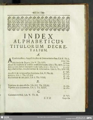 Index Alphabeticus Titulorum Decretalium