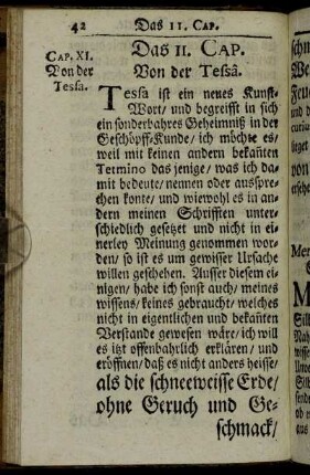 Das 11. Cap. Von der Tessa.