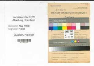 Entnazifizierung Heinrich Quicken , geb. 01.05.1896 (Polizist)