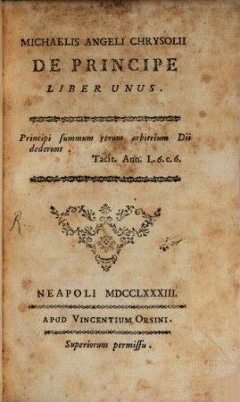 De Principe : liber unus