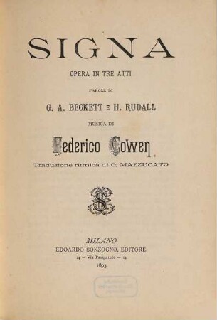 Signa : opera in tre atti