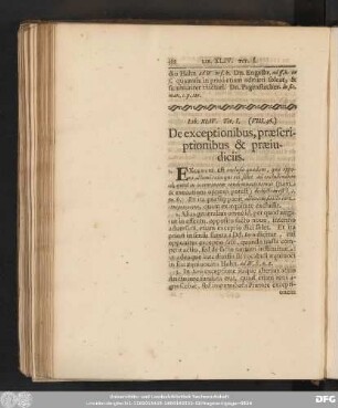 Tit. I. (VIII. 36.) De exceptionibus, praescriptionibus & praeiudiciis.