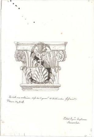 Stegmann, Carl von; Zeichnungen für Publikationen - Kapitell mit Initiale S von Sansorino (Ansicht)