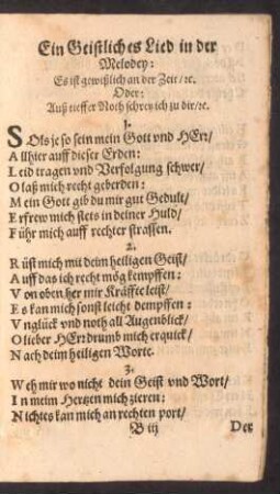 Ein Geistliches Lied in der Melodey ...