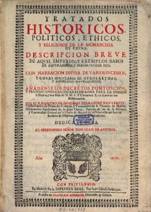 Tratados Historicos Politicos Ethicos y Religiosos de la Monarchia de China