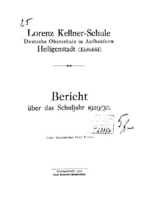 1929/30: Bericht ... - 1929/30