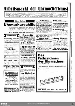 Arbeitsmarkt der Uhrmacherkunst