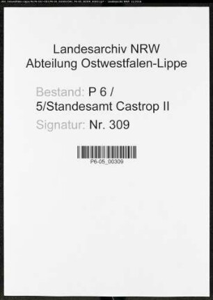 Sterberegister Standesamt Castrop-Rauxel Castrop II