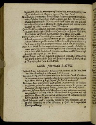 Libri Juridici Latini. - Teutsche Juristische Bücher.