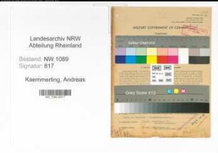 Entnazifizierung Andreas Kaemmerling , geb. 07.10.1892 (Polizist)