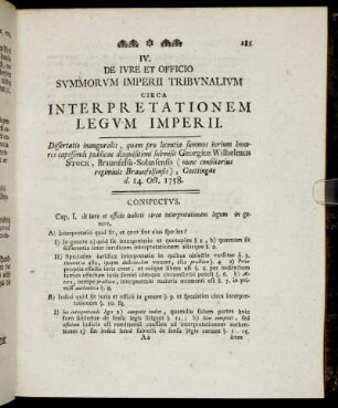 IV. De Iure Et Officio Summorum Imperii Tribunalium Circa Interpretationem Legum Imperii