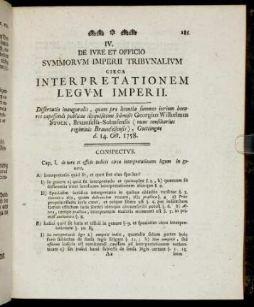 IV. De Iure Et Officio Summorum Imperii Tribunalium Circa Interpretationem Legum Imperii
