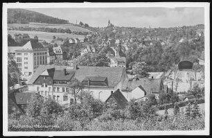 Oberschlema. Blick auf Oberschlema und Schneeberg