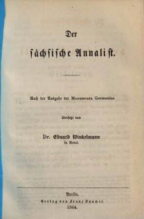 Der sächsische Annalist