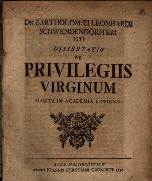 De privilegiis virginum disp.