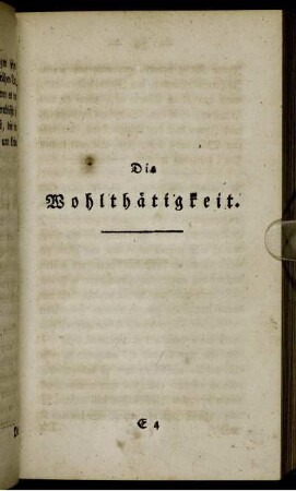 Die Wohlthätigkeit.