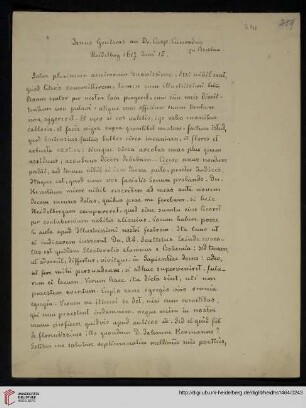 Gruter, Janus: Briefe an Caspar Cunradus