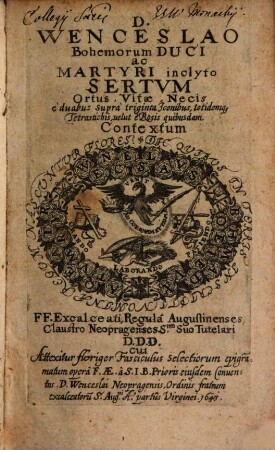 Wenceslao Bohemorum Duci ... sertum contextum
