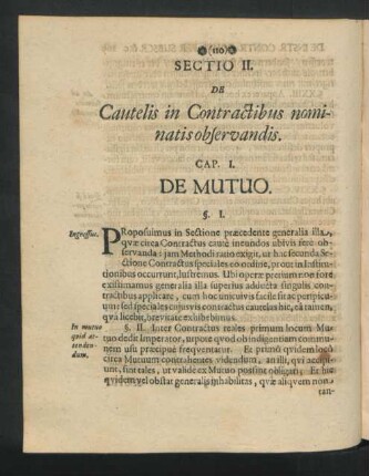 Sectio II. De Cautelis in Contractibus nominatis observandis.