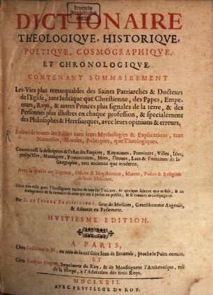 Dictionaire theologique, historique, ...