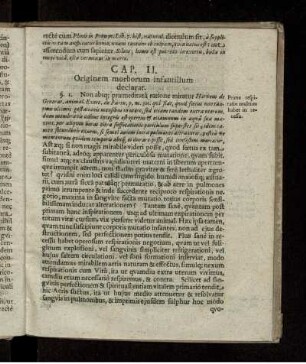 Cap. II. Originem morborum infantilium declarat