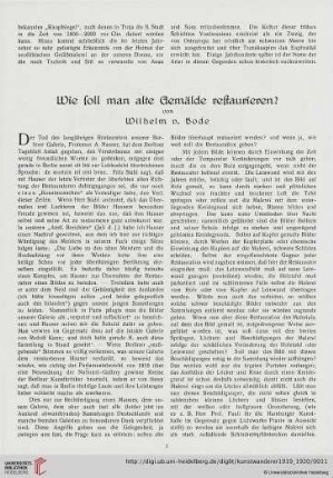 1: Wie soll man alte Gemälde restaurieren?