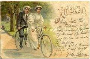 Paar auf einem Tandem