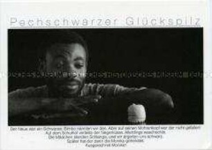 Postkarte mit Foto eines Afrikaners und Spruch