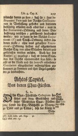 Achtes Capitel. Von denen Chur-Fürsten