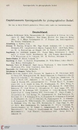 Empfehlenswerte Spezialgeschäfte für photographischen Bedarf