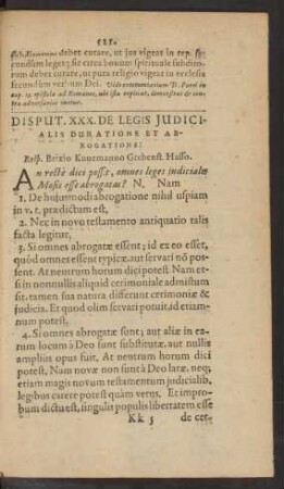 Disput. XXX. De Legis Iudicialis Duratione Et Abrogatione: