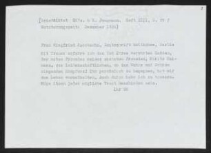 Brief von Gerhart Hauptmann an Edith Jacobsohn