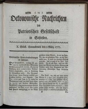 X. Stück. Sonnabends den 8 März 1777.