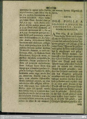 XXVII. Duae Puellae Diabolo Eiusque Instrumentis, Sagis Nimirum Seducatae