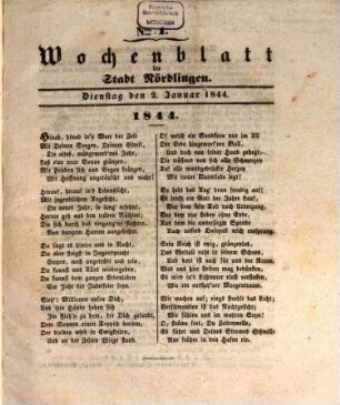 Wochenblatt der Stadt Nördlingen. 1844