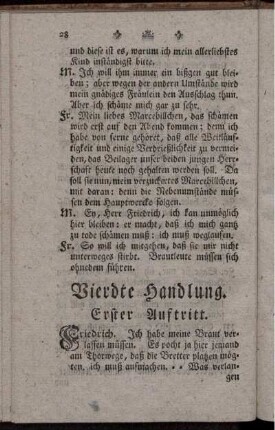Vierdte Handlung. Erster Auftritt - Fünfter Auftritt.