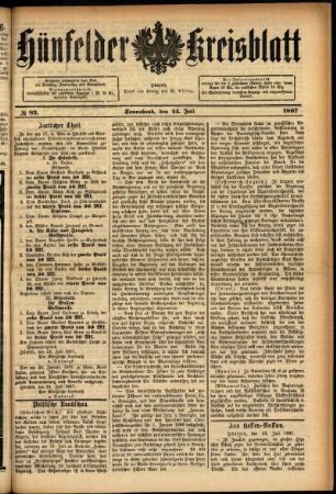 Ausgabe vom Samstag, den 24. Juli 1897.